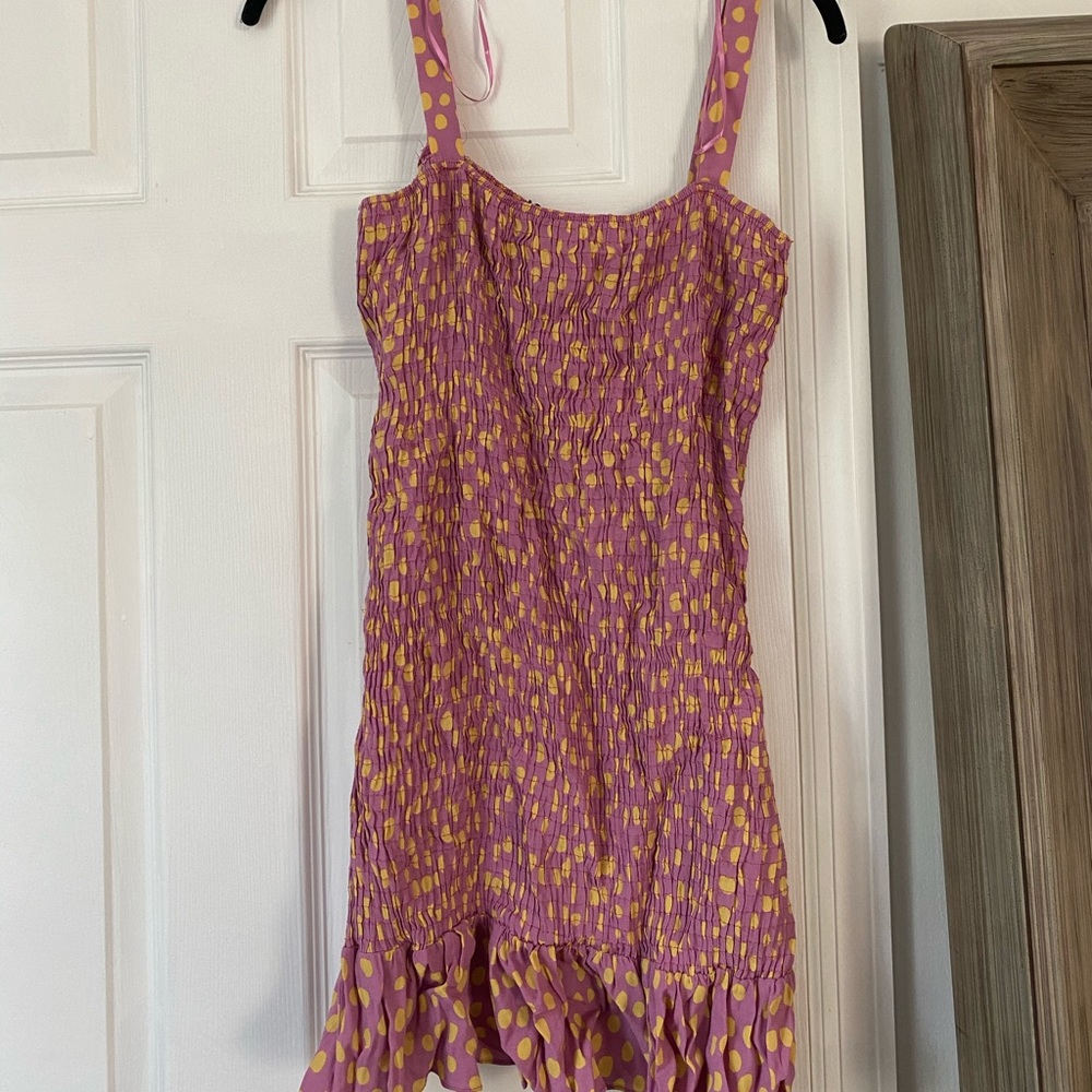 Short Pink & Yellow Polka Dot Dress